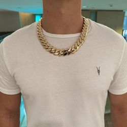 20MM X20 Plain Lock Cuban Link Chain 14k Heavy Gold Plated Doesn't Loses Color 