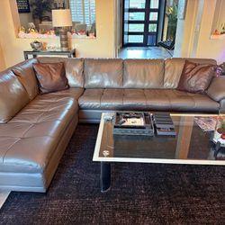 Grey Leather Sectional – Modern/Contemporary