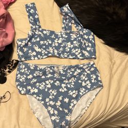 Cute Flower Print Bathing Suit 