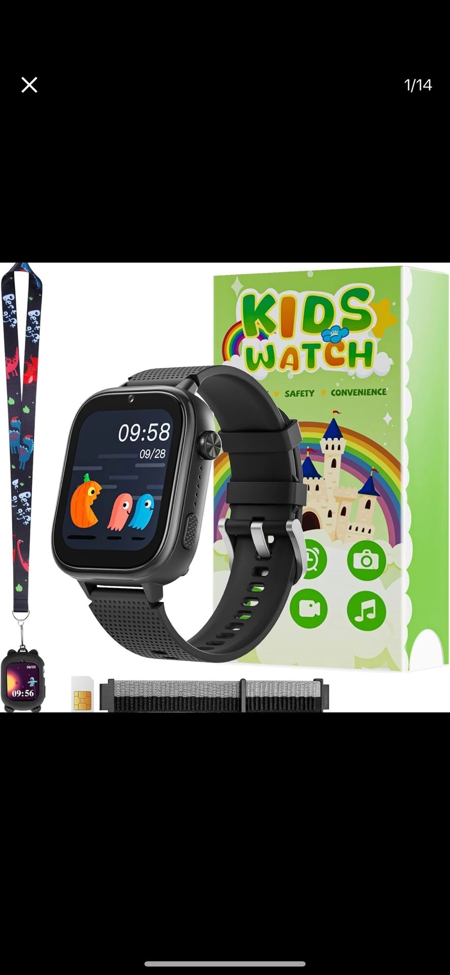 4G Smartwatch, Kids Watch for Kids with SIM Card, 47 Exciting Games, Two-Way Calling Feature, SOS Emergency Call Button Ideal for Kids Aged 3-12, Chil