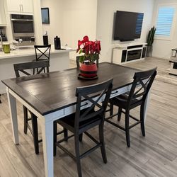 Montana White & Espresso Counter Height Storage Dining Table w/ Chairs