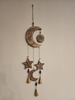 Grayson Lane 34.5-in Gold Wood Sun Wind Chime