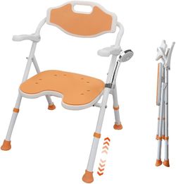 Lumizone Foldable Shower Chair with Arms and Back