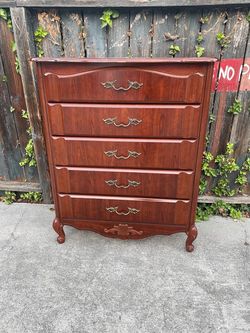 Vintage French Provincial 5 Drawer Tallboy Chest/Dresser
