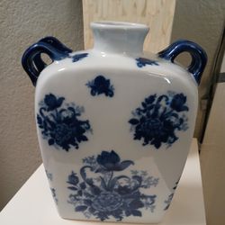 Vintage Dual Handled Floral Vase 