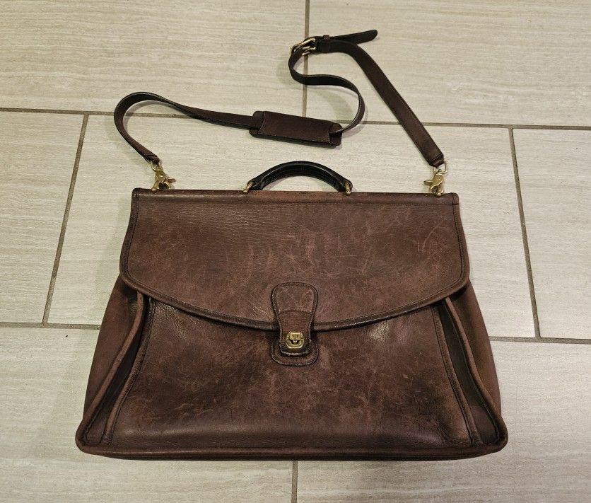 Coach Beckman 5266 Brown Leather Briefcase Shoulder Bag