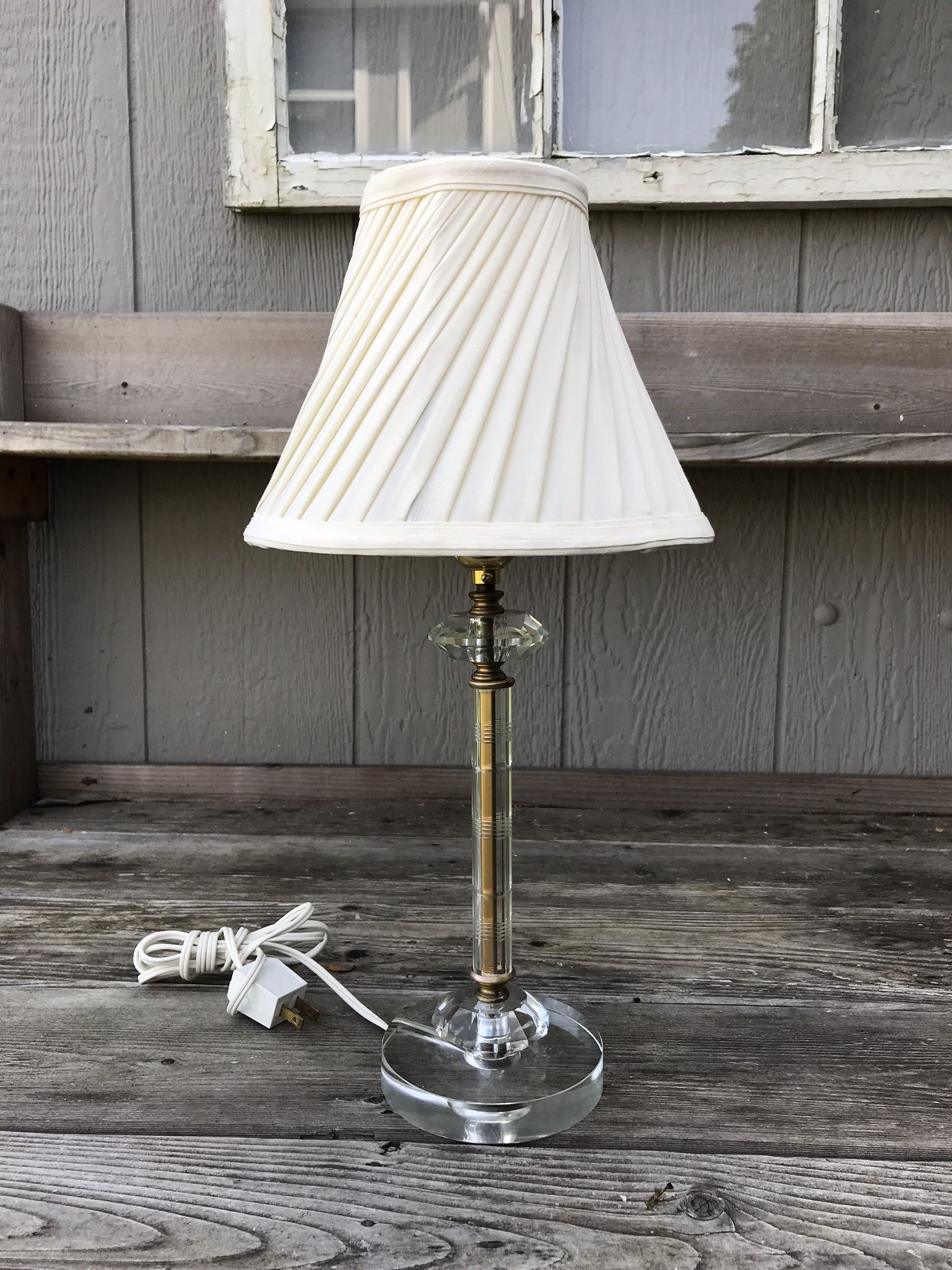 Vintage Crystal And Brass Lamp