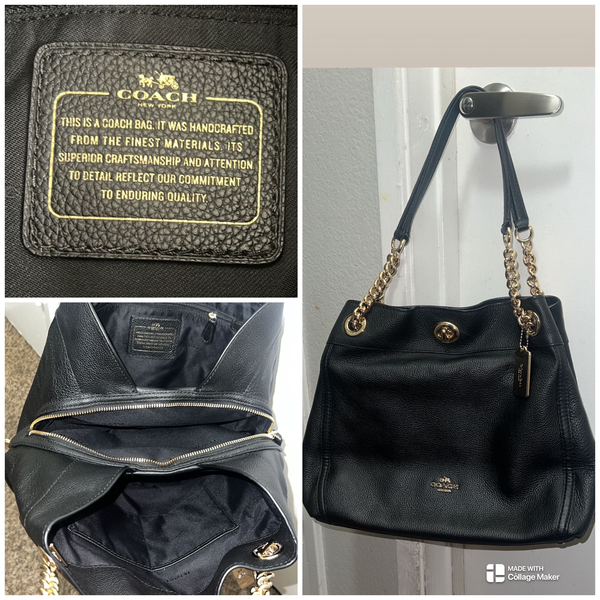 Black And Gold Coach Hand Bag