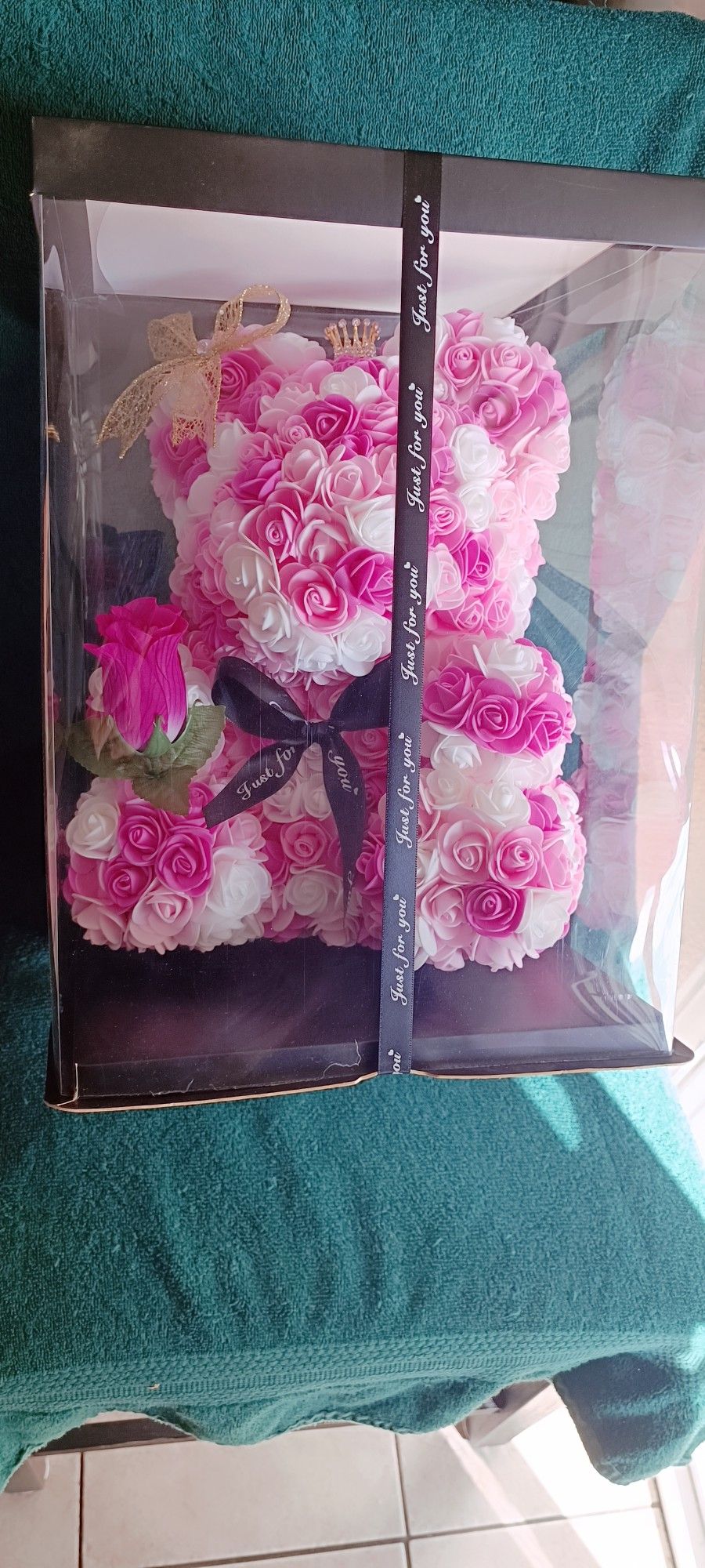 Flower Rose Bear,Romantic Gift for Valentine's Mother's Day, Christmas, Birthday,Girl