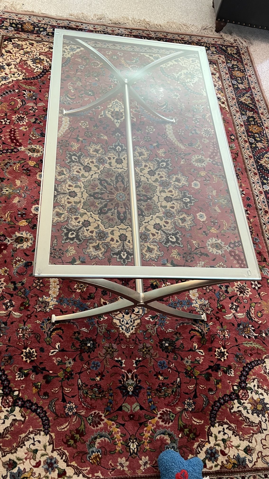 Barbara Barry Baker Furniture Silver Leaf Iron Glass Top Coffee Table