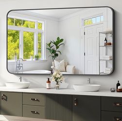 Koonmi 36x60" Black Aluminum Bathroom Mirror