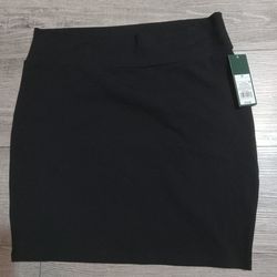 Womens All Black Pull On Comfortable Skirt- Size Medium Cotton Material New With Tags 