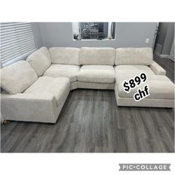 Beige Corduroy Modular Sectional Sofa // October Sale 