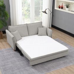 Modern Gray Sofa W/Sleeper - Free Delivery ✅ Sofa Bed With Queen Size Sleeper - Pull Out Bed 