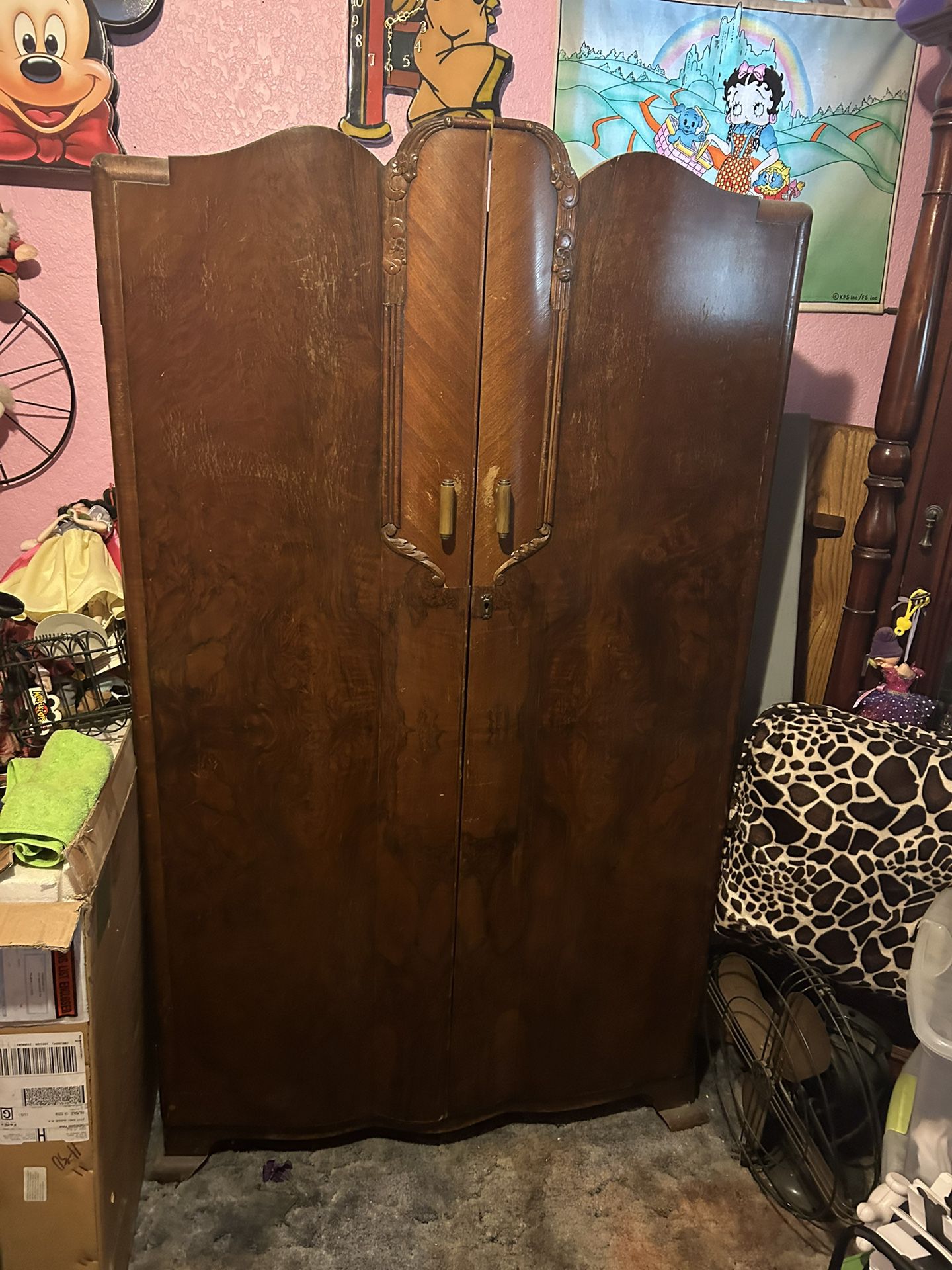 OLD Wardrobe Child Sized Cabinet Hutch Closet Dresser