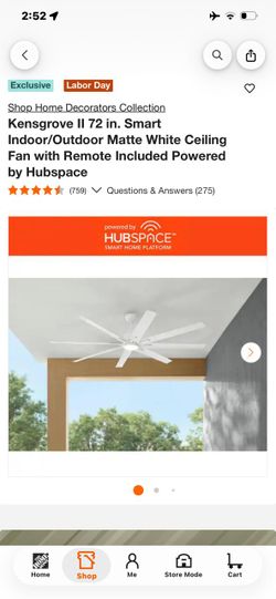 Kensgrove II 72 in. Smart Ceiling Fan Matte White