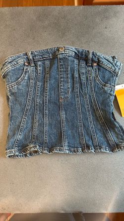 H&M Blue Denim Crop Corset Top