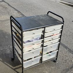 Large Plastic Tool Storage Cabinet on Wheels – 12 Drawers