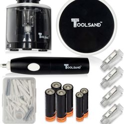 Electric Pencil Sharpener, Eraser and Vacuum Set, Batteries Included, High Speed Automatic, Battery-Powered, Best for Colored No. 2 Pencils, for Home 