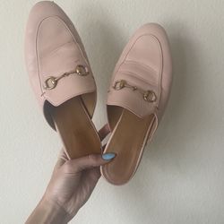 Pale Pink Gucci Loafer Mule Slides