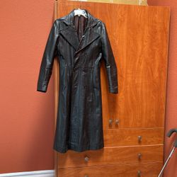 Long Leather Rain Coat