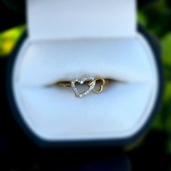 Jewelry 10k solid yellow gold diamond 0.1CTW ring sz 6.00