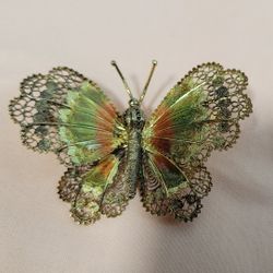 Vintage 800 Silver Filigree Butterfly Brooch