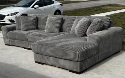 Grey Corduroy Couch - Free Delivery 🛻