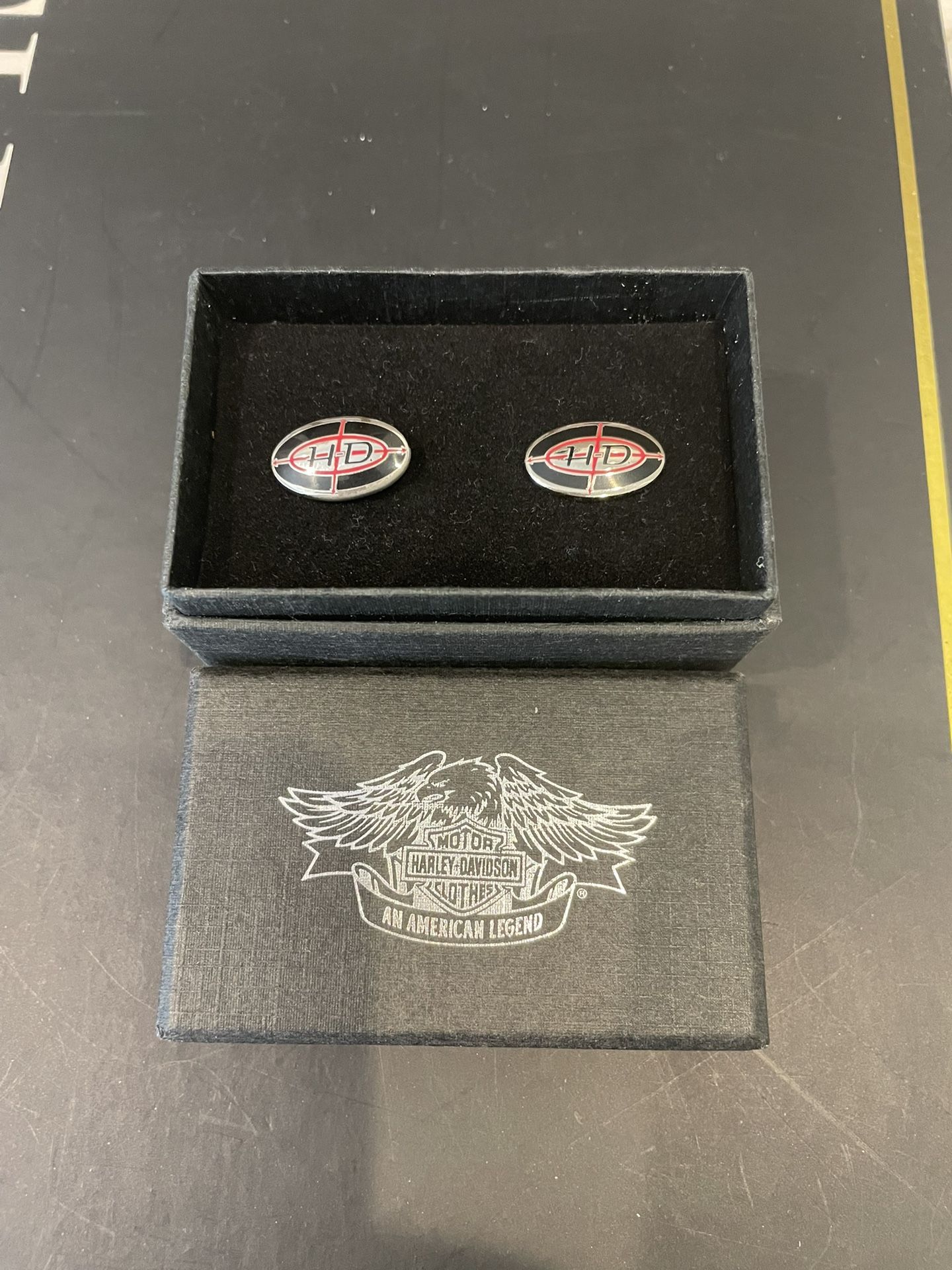 Harley-Davidson Silver and Red Cufflinks