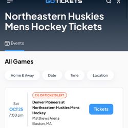 Wanted Northeastern university Hockey Game Ticket 10/25
