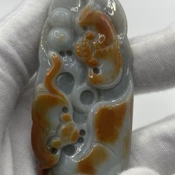 Beautiful Chinese Jadeite Pea Pod Flower Pendant Grade A Certified Natural Jade