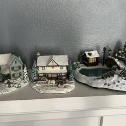 Thomas Kinkade "Victorian Lights Holiday Traditions" collection set of 3