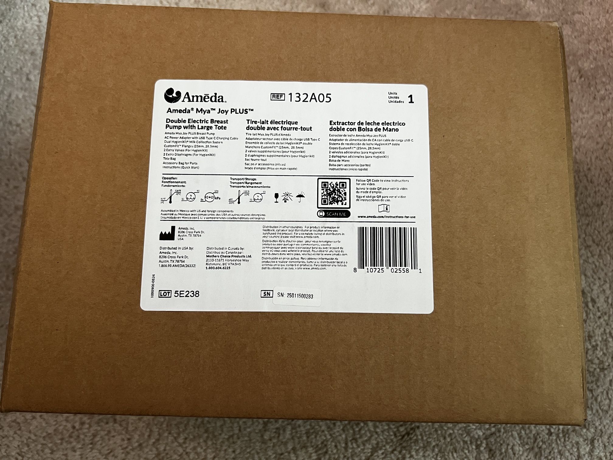 Ameda Mya Joy Plus Deluxe Double Electric Breast Pump + Large Tote Bag  BRAND NEW