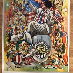 Signed Olympic Collectible - Chuck Oberstein “Summer 84” Los Angeles 1984 Olympics Poster – Hand Signed