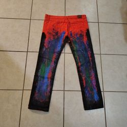 Mens Orange/Multicolor Jeans