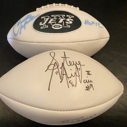 2 Autographed NFL Footballs – Curtis Martin / Steve McNair & Zach Zeier