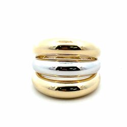 Woman’s Ladies 10k Two Toned White Yellow Gold Triple Band Stacked Ring Size 8 GP3136672