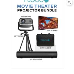 Fugoo Outdoor Projector & Soundbar Bundle with Tripod & 120" Foldable Screen