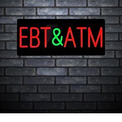 EBT and ATM Neon Sign for Business, LED Neon Sign for EBT and ATM 12V Power Supply Neon Light Sign for EBT and ATM Store Storefront Window Décor. 19” 