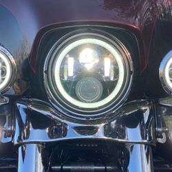 7" Led Motorcycle Halo Headlight With Wire Adapter Harley-Davidson