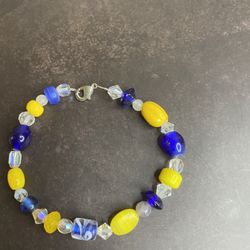 Blue And Yellow Handmade Bracelet 