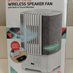 "NEW" WIRELESS "4-IN-ONE" MULTIFUNCTION BLUETOOTH SPEAKER, OSCILLATING FAN,  SOUND MACHINE, USB CHARGER! WOW! 🐰🧺🐣