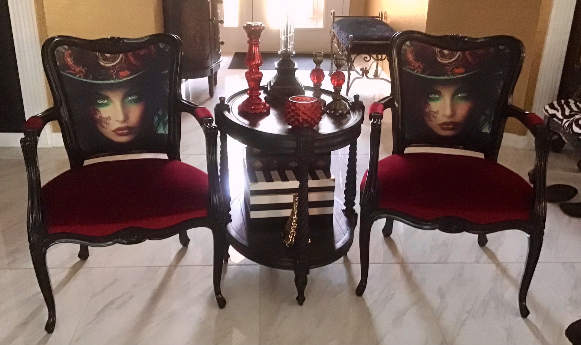 Pair Of Gothic Steampunk Vintage Accent Chairs