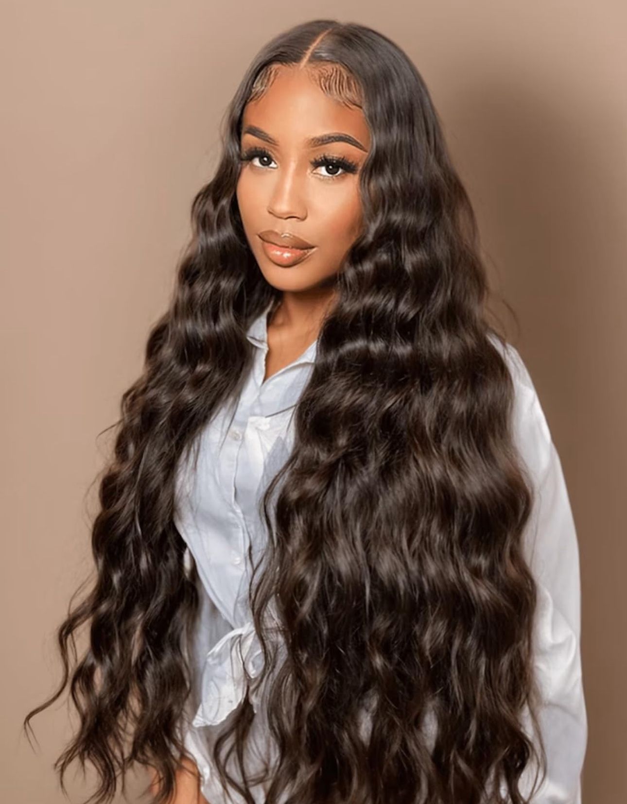 NEW/SEALED Loose Deep Wave V Part Wig Glueless Synthetic Hair As Human Hair Black Wavy Curly U Part Half Wigs for Black Women (#1B, 26 Inch)