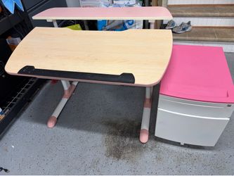 Adjustable kid’s desk work table and file cabinet