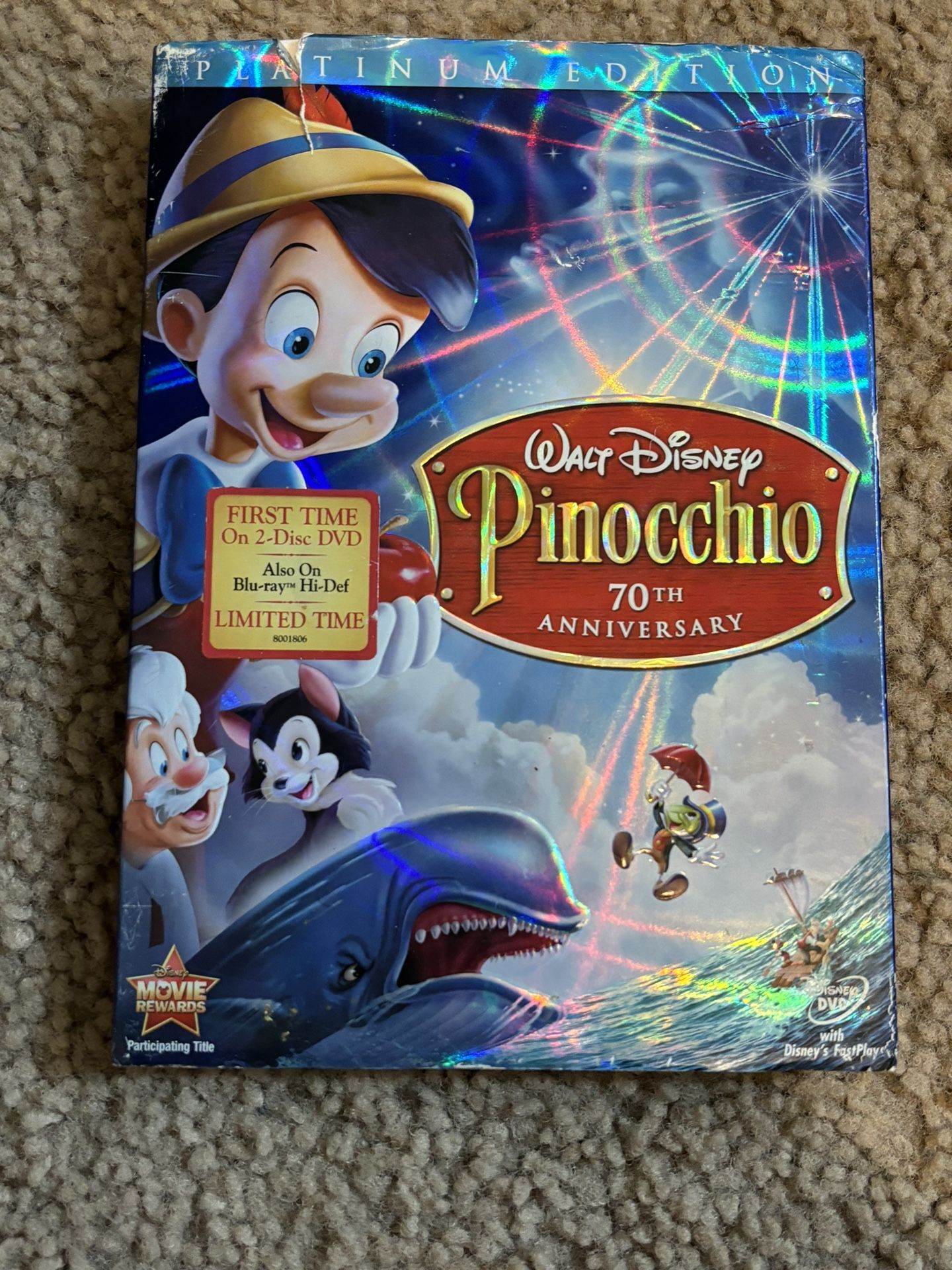 Walt Disney Pinocchio Blue Ray Movie 