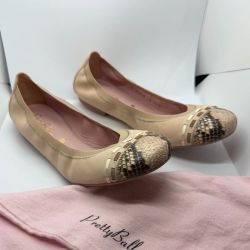 Pretty Ballerinas Nude Snake Pattern Flats, US 9.5