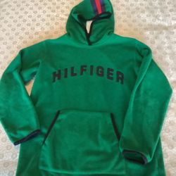 Tommy Hilfiger green fleece hoodie with a kangaroo pocket-in excellent condition size Medium 