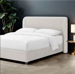 Queen size off white boucle bed frame