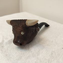 Vintage Buffalo Steer Head Smoking Pipe